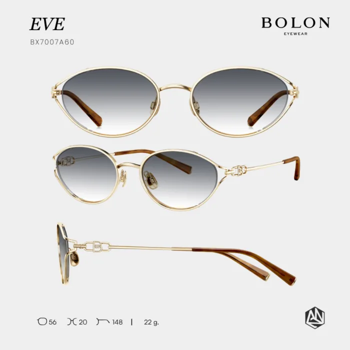 แว่นกันแดด BOLON EVE BX7007 ทรง Oval ดีไซน์โค้งมน หรูละมุน พร้อมขา Titanium น้ำหนักเบา รับประกัน 1 ปี - Image 6