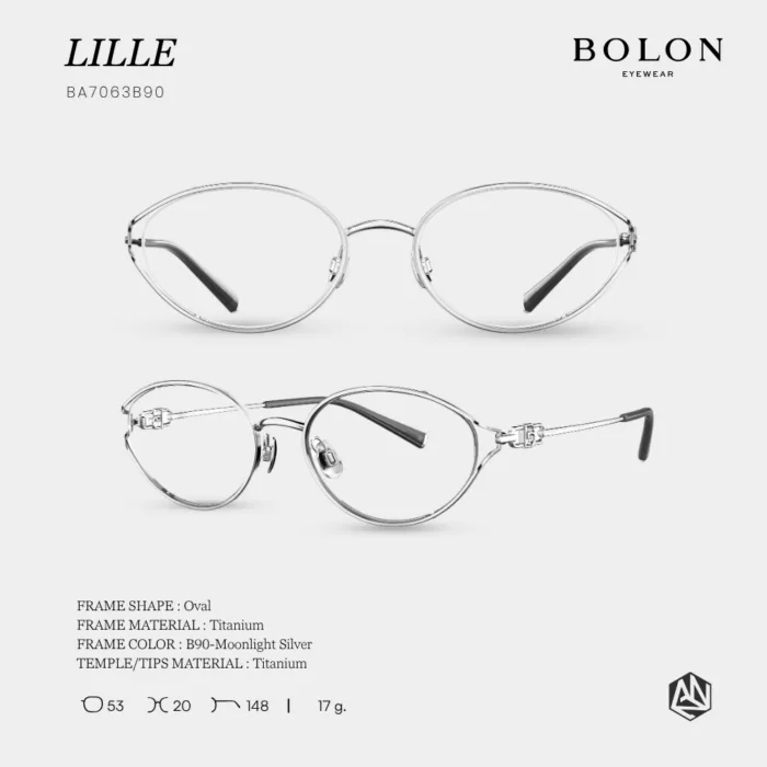 กรอบแว่นตา BOLON รุ่น LILLE BA7063 ทรง Oval กรอบ Titanium น้ำหนักเบา รับประกัน 1 ปี - Image 5