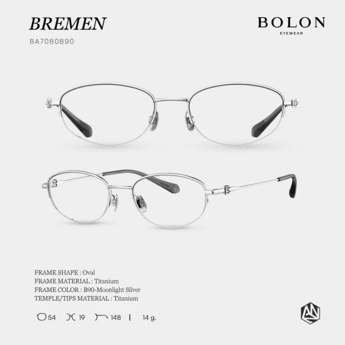 กรอบแว่นตา BOLON รุ่น BREMEN BA7080 ทรง Oval กรอบ Titanium น้ำหนักเบา รับประกัน 1 ปี - Image 7