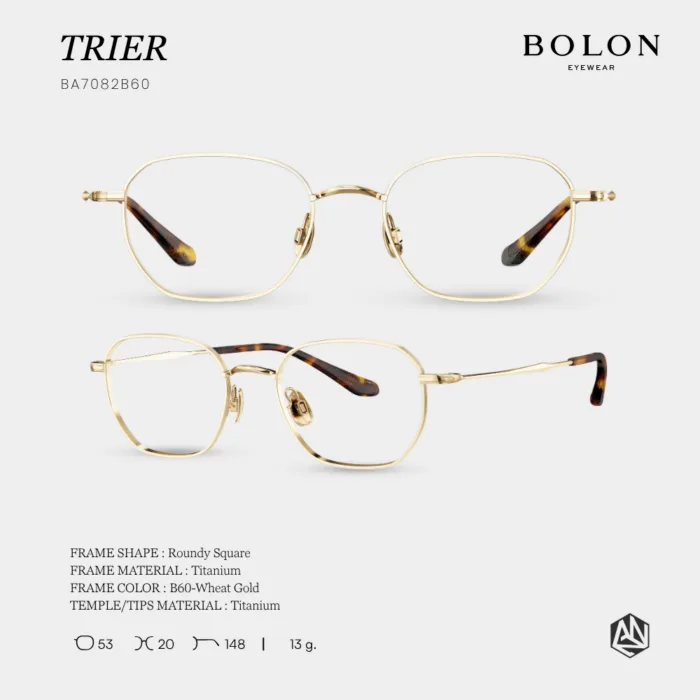 กรอบแว่นตา BOLON รุ่น TRIER BA7082 ทรง Roundy Square กรอบ Titanium น้ำหนักเบา รับประกัน 1 ปี - Image 5