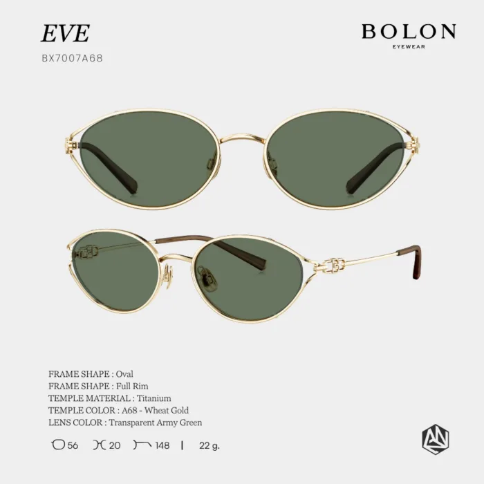 แว่นกันแดด BOLON EVE BX7007 ทรง Oval ดีไซน์โค้งมน หรูละมุน พร้อมขา Titanium น้ำหนักเบา รับประกัน 1 ปี - Image 7