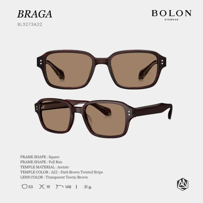 แว่นกันแดด BOLON BRAGA BL3273 กรอบ Acetate  พร้อมเลนส์ตัวเลือก Polarized  ออกเเดดเปลี่ยนสี รับประกัน 1 ปี - Image 5