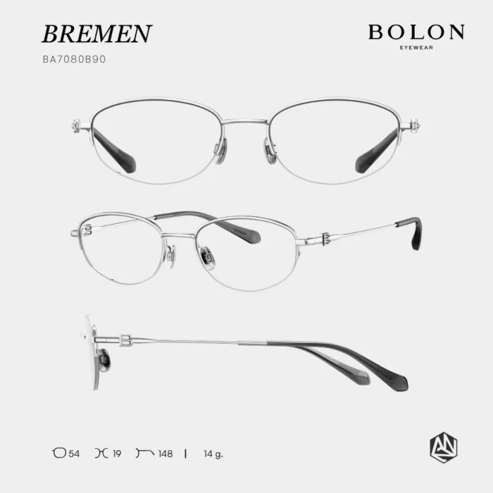 กรอบแว่นตา BOLON รุ่น BREMEN BA7080 ทรง Oval กรอบ Titanium น้ำหนักเบา รับประกัน 1 ปี - Image 8