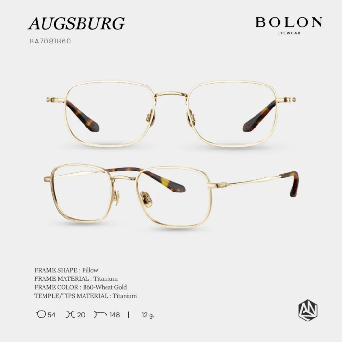 กรอบแว่นตา BOLON รุ่น AUGSBURG BA7081 ทรง Pillow กรอบ Titanium น้ำหนักเบา รับประกัน 1 ปี - Image 6