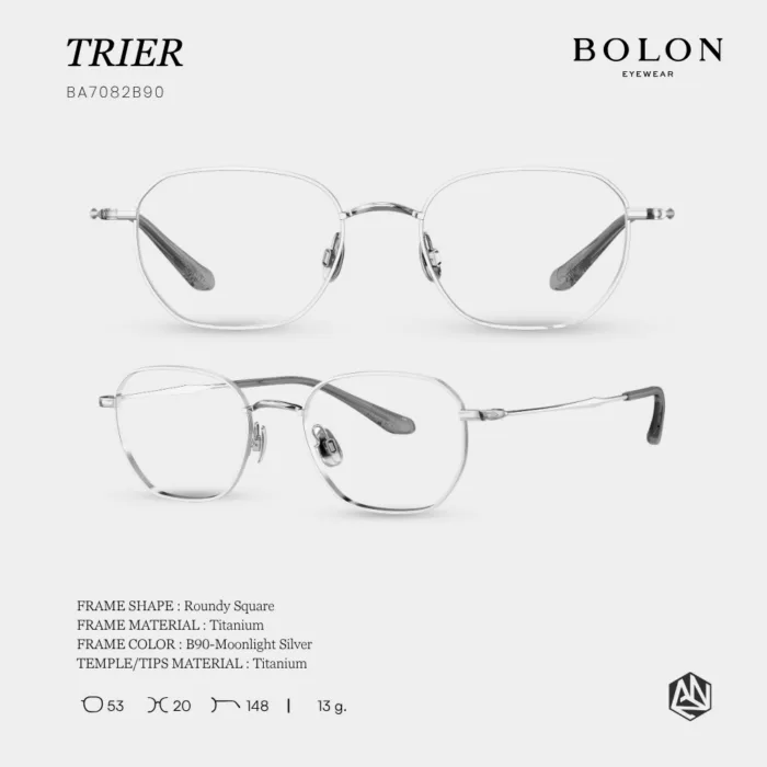 กรอบแว่นตา BOLON รุ่น TRIER BA7082 ทรง Roundy Square กรอบ Titanium น้ำหนักเบา รับประกัน 1 ปี - Image 6