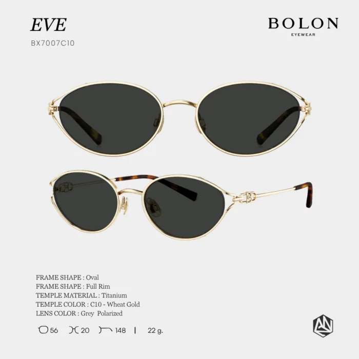 แว่นกันแดด BOLON EVE BX7007 ทรง Oval ดีไซน์โค้งมน หรูละมุน พร้อมขา Titanium น้ำหนักเบา รับประกัน 1 ปี - Image 9