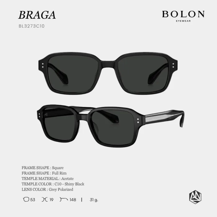 แว่นกันแดด BOLON BRAGA BL3273 กรอบ Acetate  พร้อมเลนส์ตัวเลือก Polarized  ออกเเดดเปลี่ยนสี รับประกัน 1 ปี - Image 6