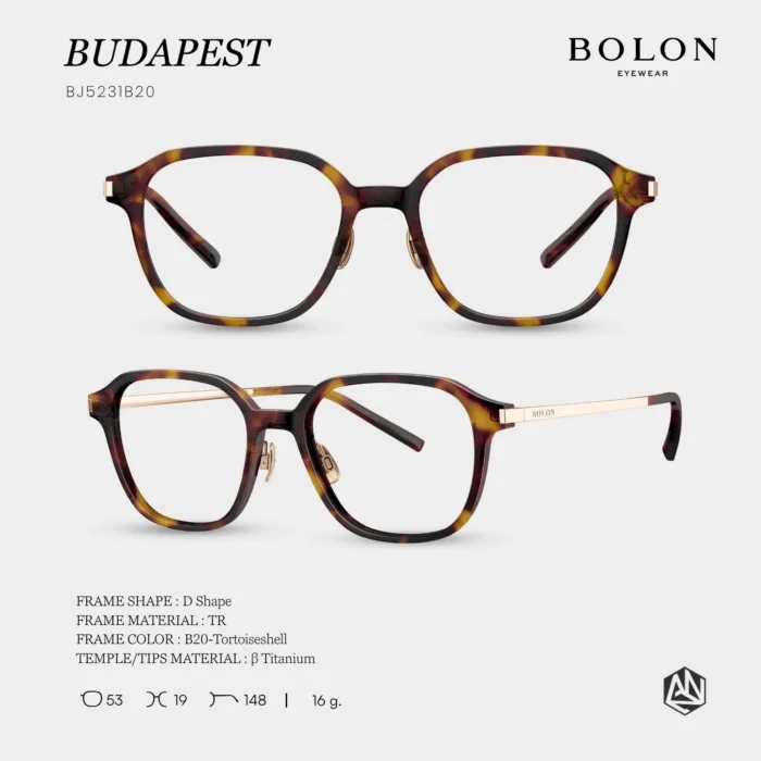 กรอบแว่นตา BOLON FW2026 รุ่น BUDAPEST BJ5231 ทรง D Shape ดีไซน์เรียบหรู น้ำหนักเบา ของแท้ รับประกัน 1 ปี - Image 3