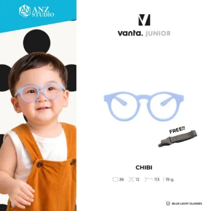 vanta. CHIBI แว่นตากรองแสงสีฟ้าเด็ก กรอบ TR90 น้ำหนักเบา ใส่สบาย พร้อมสายคล้องแว่นตาปรับระดับ