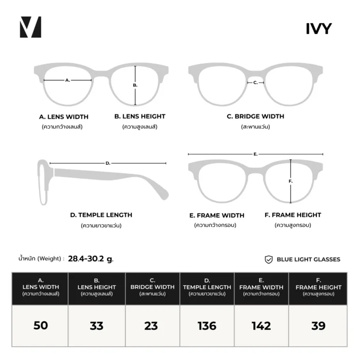 vanta. IVY แว่นสายตายาวพร้อมกรองแสงสีฟ้ากรอบพับได้ ออกแดดเปลี่ยนสีเทา ทรงแคทอาย มีค่าสายตาให้เลือก - Image 7