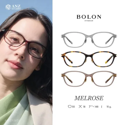 กรอบแว่นตา BOLON รุ่น MELROSE BJ5233 ทรง Roundy Square กรอบ TR ขา β Titanium น้ำหนักเบา ของแท้ รับประกัน 1 ปี