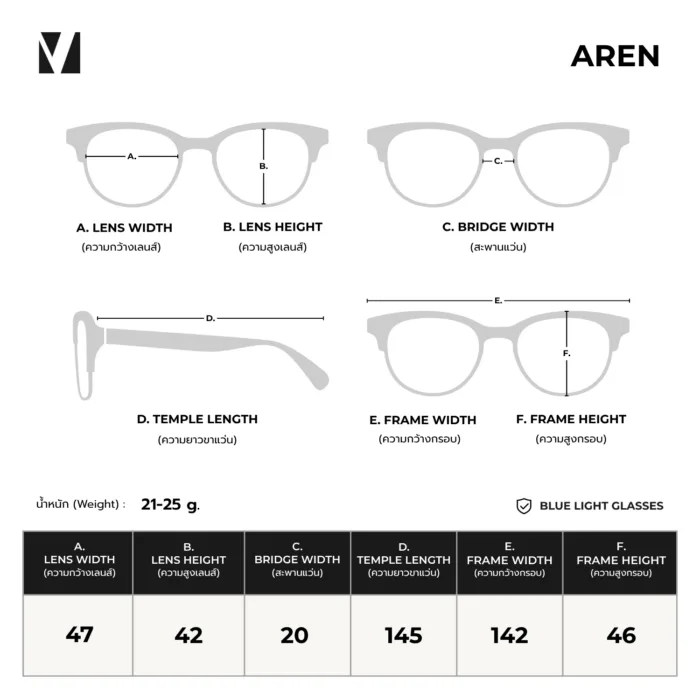 vanta. AREN แว่นสายตายาวเลนส์กรองแสงสีฟ้า ทรงกลม มีค่าสายตาให้เลือก - Image 2