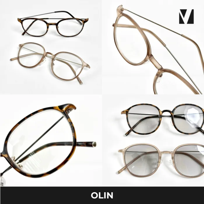 vanta. OLIN แว่นสายตายาว เลนส์กรองแสงสีฟ้าออกแดดเปลี่ยนสีเทา ทรงกลม มีค่าสายตาให้เลือก - Image 2