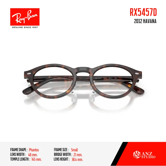 Ray-Ban Phantos RX5457D Size 48 สี Havana กรอบแว่นตา Unisex ของแท้ รับประกัน 2 ปี *ตัดค่าสายตาทักแชทก่อนสั่งซื้อ* - Image 6