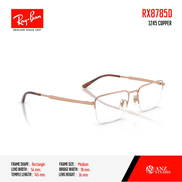 Ray-Ban RX8785D Eyeglasses Size 54 กรอบแว่นตาผู้ชายทรง Rectangle ดีไซน์เรียบหรู น้ำหนักเบา ใส่สบาย - Image 5