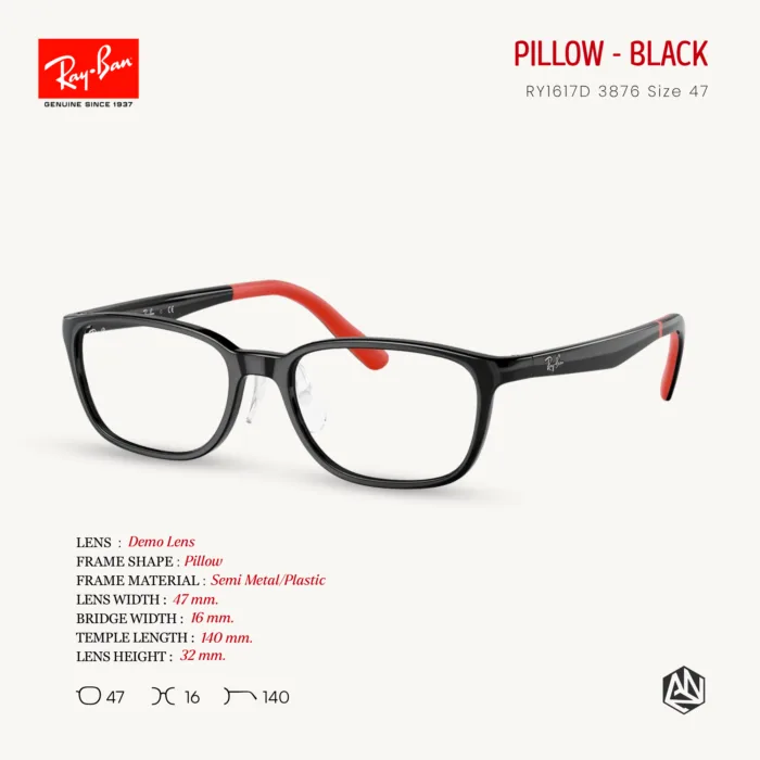 Ray-Ban Junior Pillow RY1617D Size 47 อายุ 7 - 10 ปี กรอบแว่นตาเด็ก แท้รับประกันศูนย์ไทย *ตัดค่าสายตาทักแชทก่อนสั่งซื้อ* - Image 2