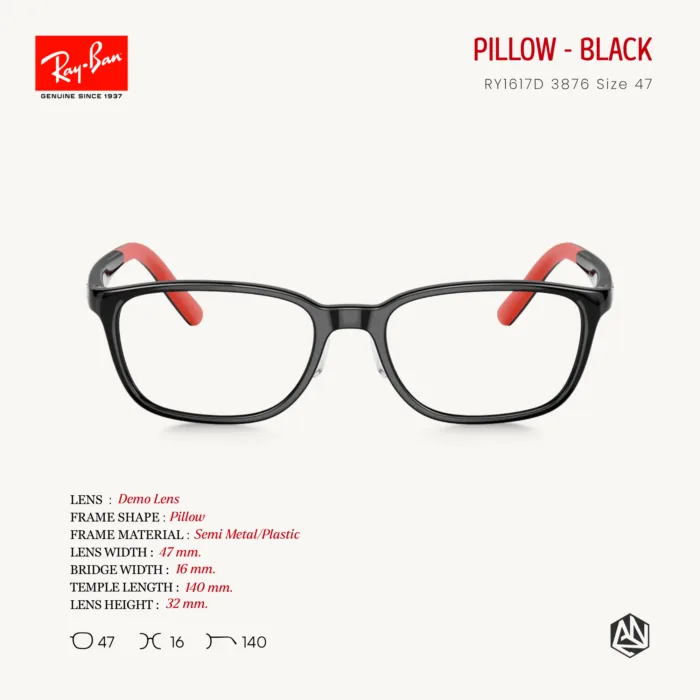 Ray-Ban Junior Pillow RY1617D Size 47 อายุ 7 - 10 ปี กรอบแว่นตาเด็ก แท้รับประกันศูนย์ไทย *ตัดค่าสายตาทักแชทก่อนสั่งซื้อ* - Image 3
