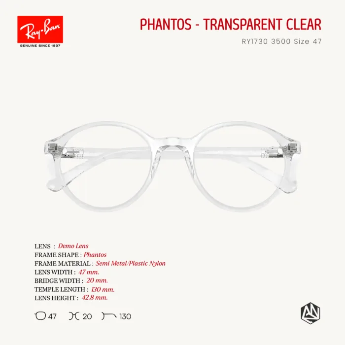 กรอบแว่นตาเด็ก Ray-Ban Junior Phantos RY1730 Size 47  สำหรับอายุ 11-13 ปี - Image 5