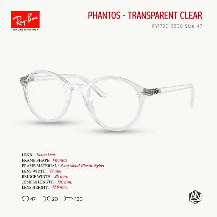 กรอบแว่นตาเด็ก Ray-Ban Junior Phantos RY1730 Size 47  สำหรับอายุ 11-13 ปี - Image 2