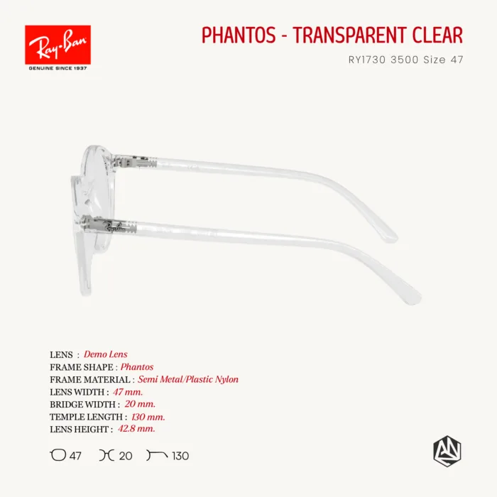 กรอบแว่นตาเด็ก Ray-Ban Junior Phantos RY1730 Size 47  สำหรับอายุ 11-13 ปี - Image 4