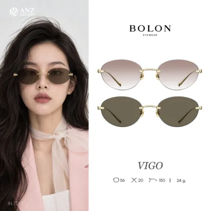 แว่นกันแดด BOLON รุ่น VIGO BL7213 ทรง Oval กรอบไร้ขอบ ดีไซน์เรียบหรู น้ำหนักเบา ของแท้ รับประกัน 1 ปี