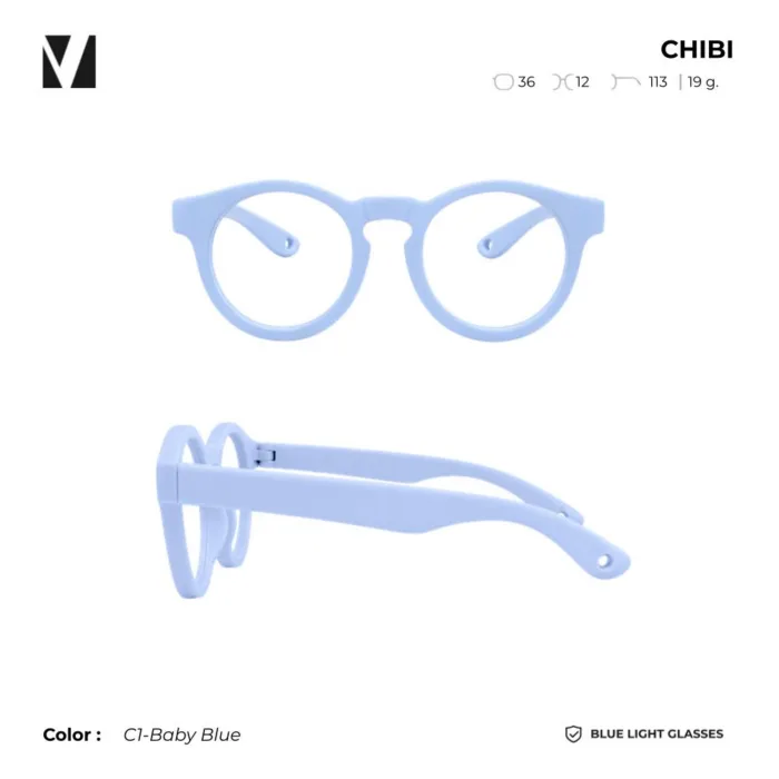 vanta. CHIBI แว่นตากรองแสงสีฟ้าเด็ก กรอบ TR90 น้ำหนักเบา ใส่สบาย พร้อมสายคล้องแว่นตาปรับระดับ - Image 3