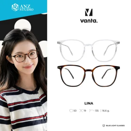 แว่นกรองแสงสีฟ้า vanta. LINA น้ำหนักเบา ทรง Rounded Square ตัดเลนส์สายตาได้