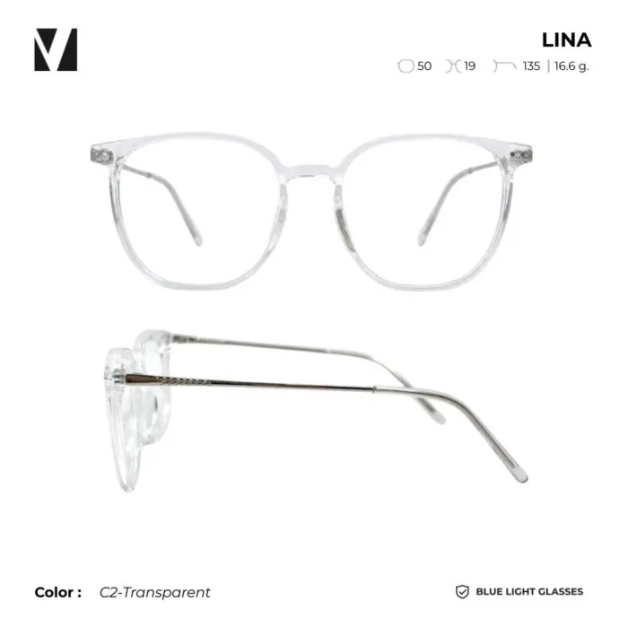 แว่นกรองแสงสีฟ้า vanta. LINA น้ำหนักเบา ทรง Rounded Square ตัดเลนส์สายตาได้ - Image 2