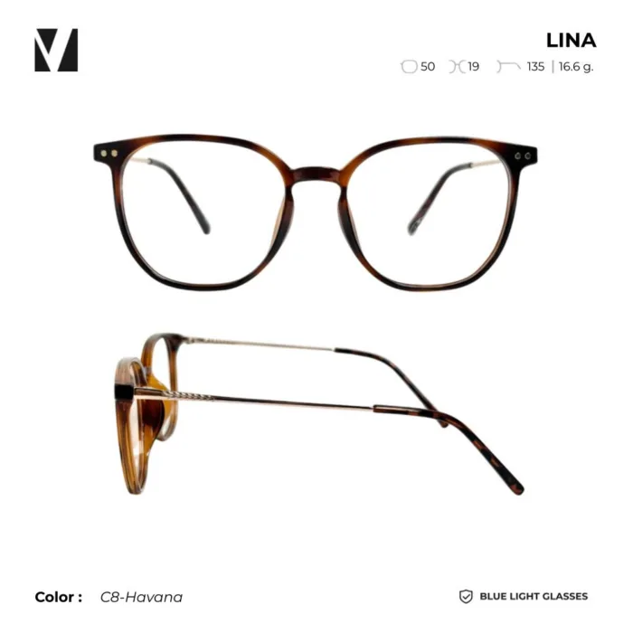 แว่นกรองแสงสีฟ้า vanta. LINA น้ำหนักเบา ทรง Rounded Square ตัดเลนส์สายตาได้ - Image 3