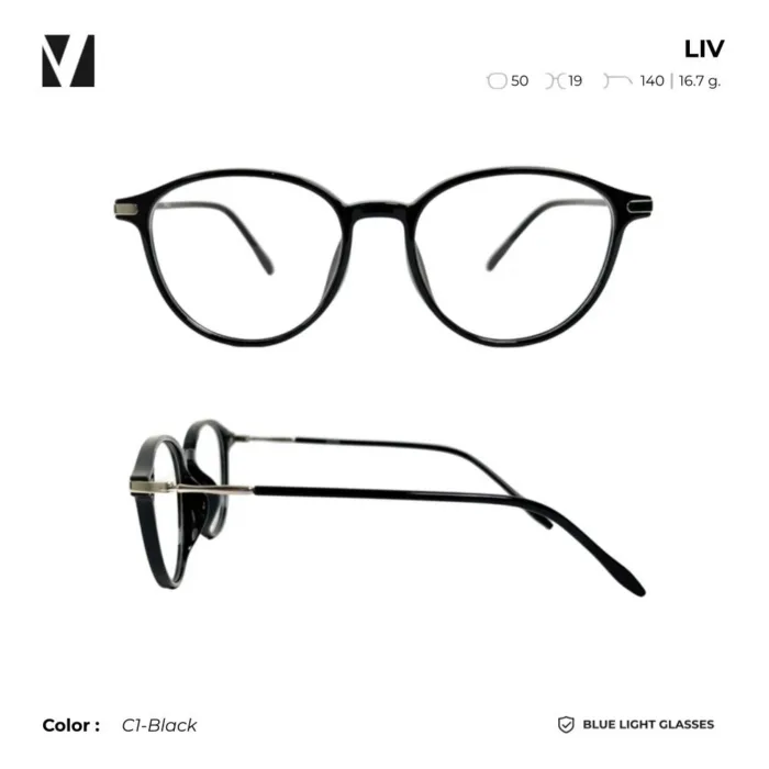 แว่นกรองแสงสีฟ้า vanta. LIV  น้ำหนักเบา ทรง Panto Round ตัดเลนส์สายตาได้ - Image 2