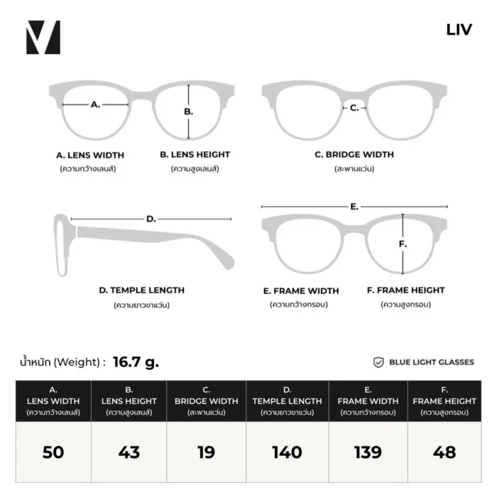 แว่นกรองแสงสีฟ้า vanta. LIV  น้ำหนักเบา ทรง Panto Round ตัดเลนส์สายตาได้ - Image 3