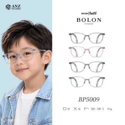 แว่นตา BOLON สำหรับเด็กอายุ 3–12 ปี รุ่น BP5009 วัสดุ PPSU น้ำหนักเบา ขาแว่นปรับความยาวได้ รับประกัน 1 ปี