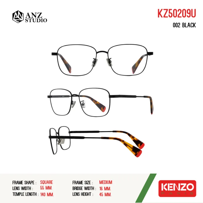 กรอบแว่นตา KENZO KZ50209U กรอบแว่นตา ทรง Square วัสดุ Metal  ของแท้ รับประกัน 1 ปี - Image 10