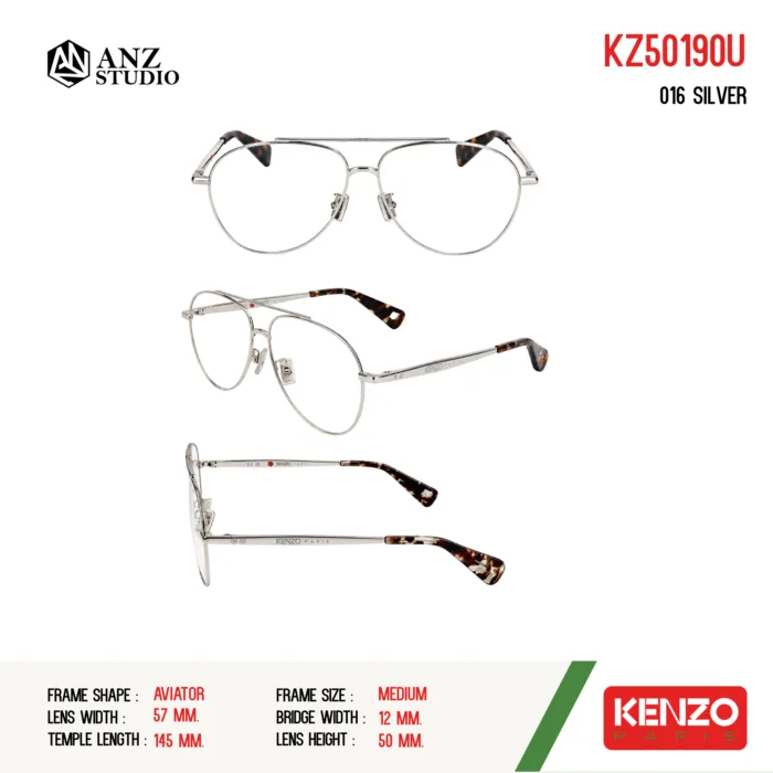 กรอบแว่นตา KENZO KZ50190U กรอบแว่นตา ทรง Aviator แว่นสไตล์วินเทจ ของแท้ รับประกัน 1 ปี - Image 8