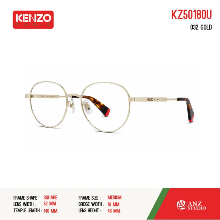 กรอบแว่นตา KENZO KZ50180U กรอบแว่นตา ทรง Square วัสดุ Metal ของแท้ รับประกัน 1 ปี - Image 3