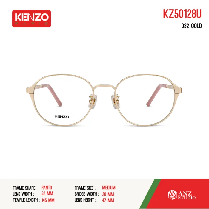 กรอบแว่นตา KENZO KZ50128U กรอบแว่นตา ทรงกลมมน แว่นสไตล์วินเทจ วัสดุ Metal ของแท้ รับประกัน 1 ปี - Image 2