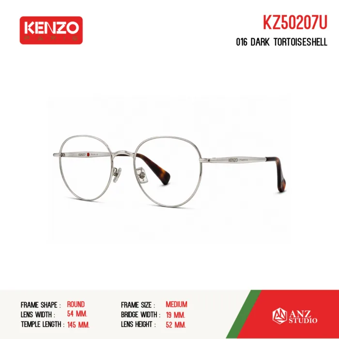 กรอบแว่นตา KENZO KZ50207U กรอบแว่นตา ทรง Round วัสดุ Metal ของแท้ รับประกัน 1 ปี - Image 3