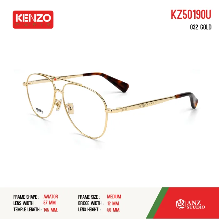 กรอบแว่นตา KENZO KZ50190U กรอบแว่นตา ทรง Aviator แว่นสไตล์วินเทจ ของแท้ รับประกัน 1 ปี - Image 7