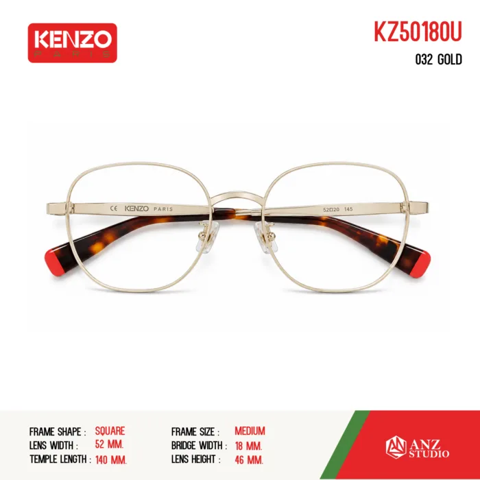 กรอบแว่นตา KENZO KZ50180U กรอบแว่นตา ทรง Square วัสดุ Metal ของแท้ รับประกัน 1 ปี - Image 5