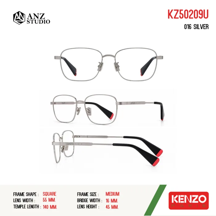 กรอบแว่นตา KENZO KZ50209U กรอบแว่นตา ทรง Square วัสดุ Metal  ของแท้ รับประกัน 1 ปี - Image 9