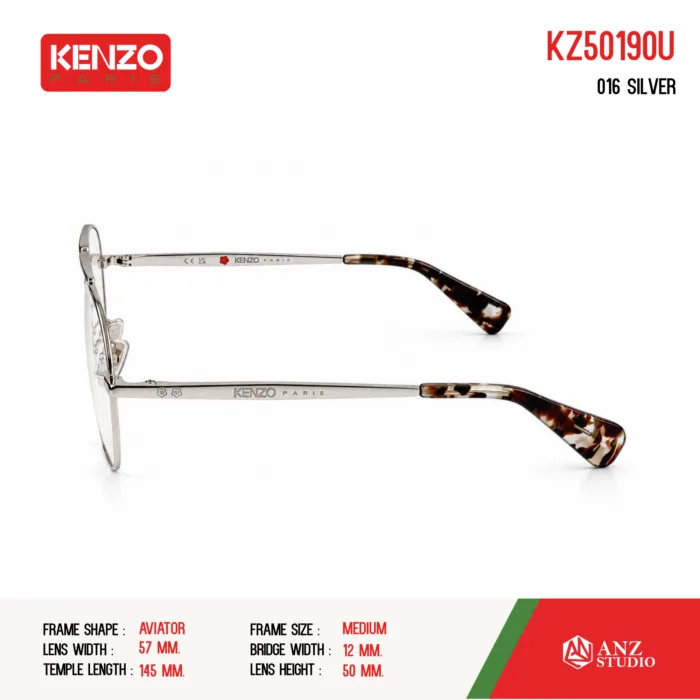 กรอบแว่นตา KENZO KZ50190U กรอบแว่นตา ทรง Aviator แว่นสไตล์วินเทจ ของแท้ รับประกัน 1 ปี - Image 4