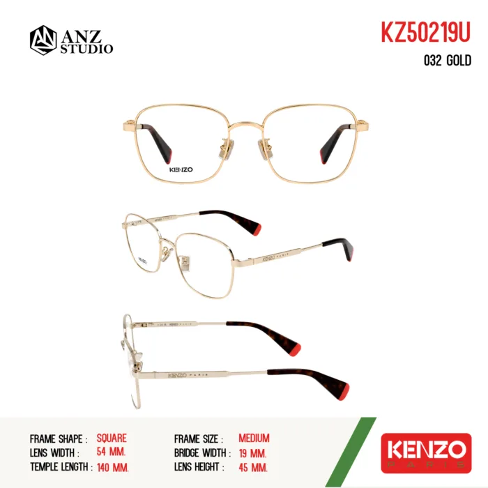 กรอบแว่นตา KENZO KZ50219U กรอบแว่นตา ทรง Square วัสดุ Metal ของแท้ รับประกัน 1 ปี - Image 6