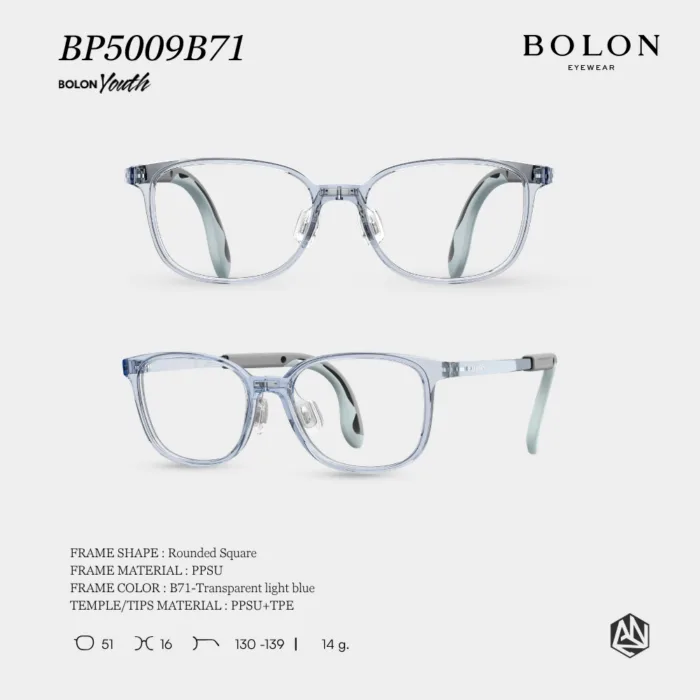 แว่นตา BOLON สำหรับเด็กอายุ 3–12 ปี รุ่น BP5009 วัสดุ PPSU น้ำหนักเบา ขาแว่นปรับความยาวได้ รับประกัน 1 ปี - Image 3