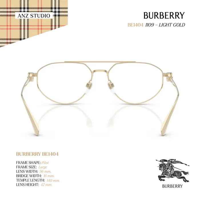 กรอบแว่นตา BURBERRY รุ่น BE1404 ทรง Rectangle กรอบโลหะดีไซน์เรียบหรู ของแท้ รับประกัน 2 ปี - Image 10