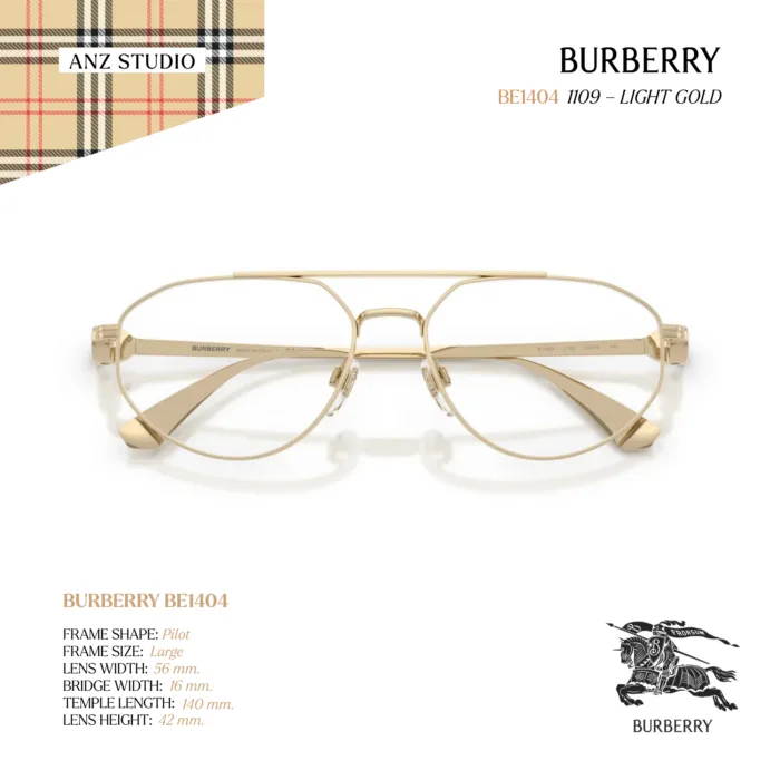 กรอบแว่นตา BURBERRY รุ่น BE1404 ทรง Rectangle กรอบโลหะดีไซน์เรียบหรู ของแท้ รับประกัน 2 ปี - Image 11