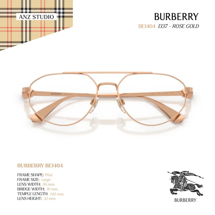กรอบแว่นตา BURBERRY รุ่น BE1404 ทรง Rectangle กรอบโลหะดีไซน์เรียบหรู ของแท้ รับประกัน 2 ปี - Image 16