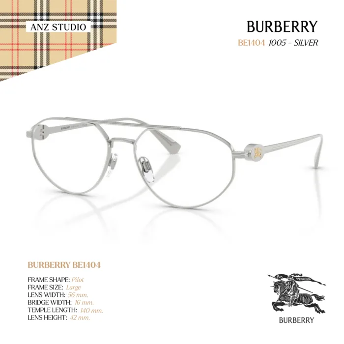 กรอบแว่นตา BURBERRY รุ่น BE1404 ทรง Rectangle กรอบโลหะดีไซน์เรียบหรู ของแท้ รับประกัน 2 ปี - Image 2