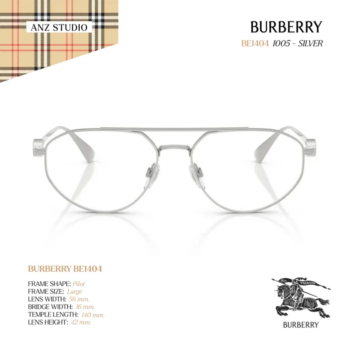 กรอบแว่นตา BURBERRY รุ่น BE1404 ทรง Rectangle กรอบโลหะดีไซน์เรียบหรู ของแท้ รับประกัน 2 ปี - Image 3