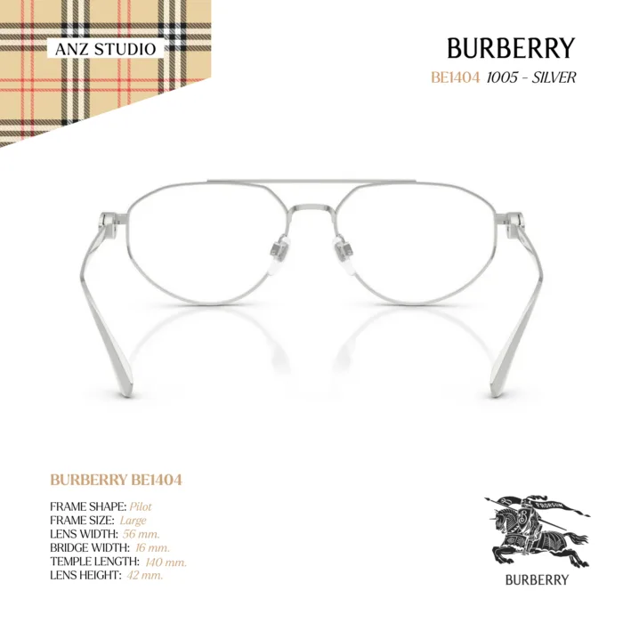 กรอบแว่นตา BURBERRY รุ่น BE1404 ทรง Rectangle กรอบโลหะดีไซน์เรียบหรู ของแท้ รับประกัน 2 ปี - Image 5