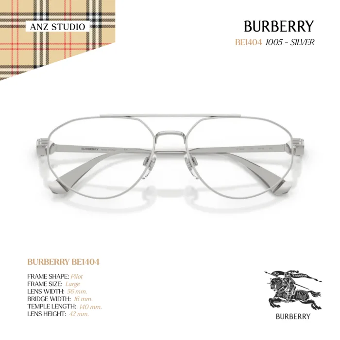 กรอบแว่นตา BURBERRY รุ่น BE1404 ทรง Rectangle กรอบโลหะดีไซน์เรียบหรู ของแท้ รับประกัน 2 ปี - Image 6